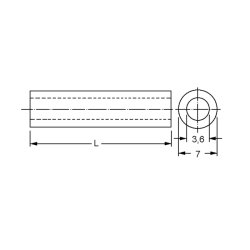 Afstandsr�r sort pvc �7xL5mm indvendig �3.6mm