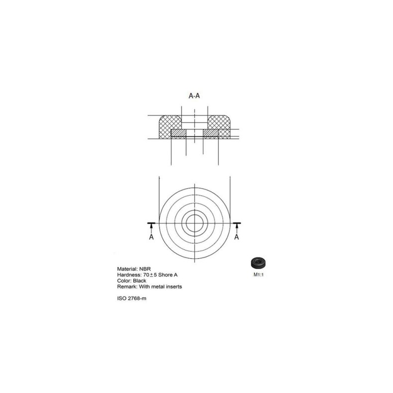 Gummi fod Bld 13 x H6mm for 3mm skrue