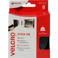 Velcrotape 20mm x 2.5m Sort