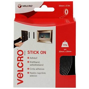 Velcrotape 20mm x 2.5m Sort
