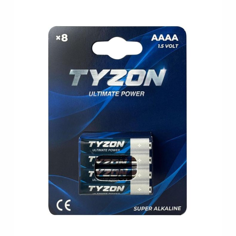 Alkaline batteri AAAA LR61 1.5V 8.3xL42.5mm 8 stk.