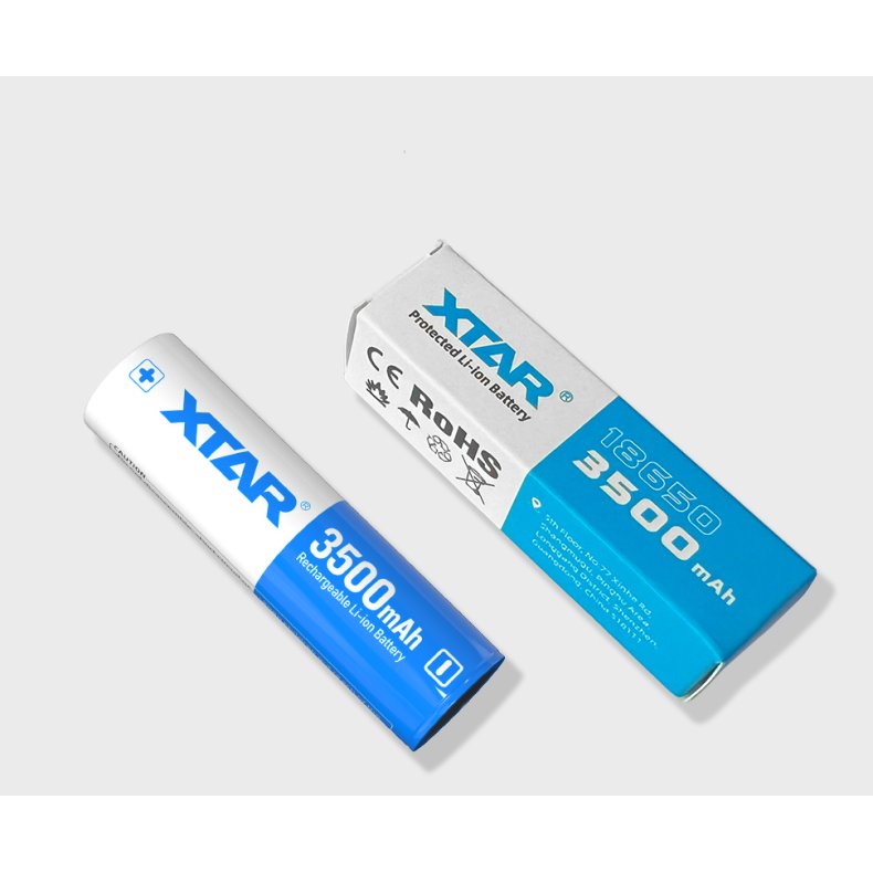 XTAR 18650 Li-Ion batteri 3.6V 3500mAh m. hvet +pol 18,4xH69mm