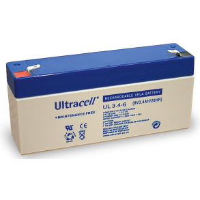 Blyakkumulator 134x34x60mm 6V/3.4Ah vedligeholdelsesfri gele