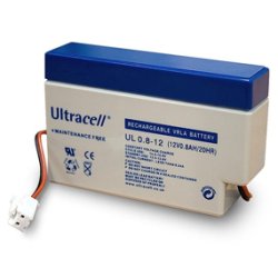 Blyakkumulator 96x25x62mm 12V/0.8Ah m. ledning vedligeholdelsesfri gele