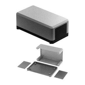 PLASTBOKS 125x65x45mm GR m. SORT ENDELG OG BUND