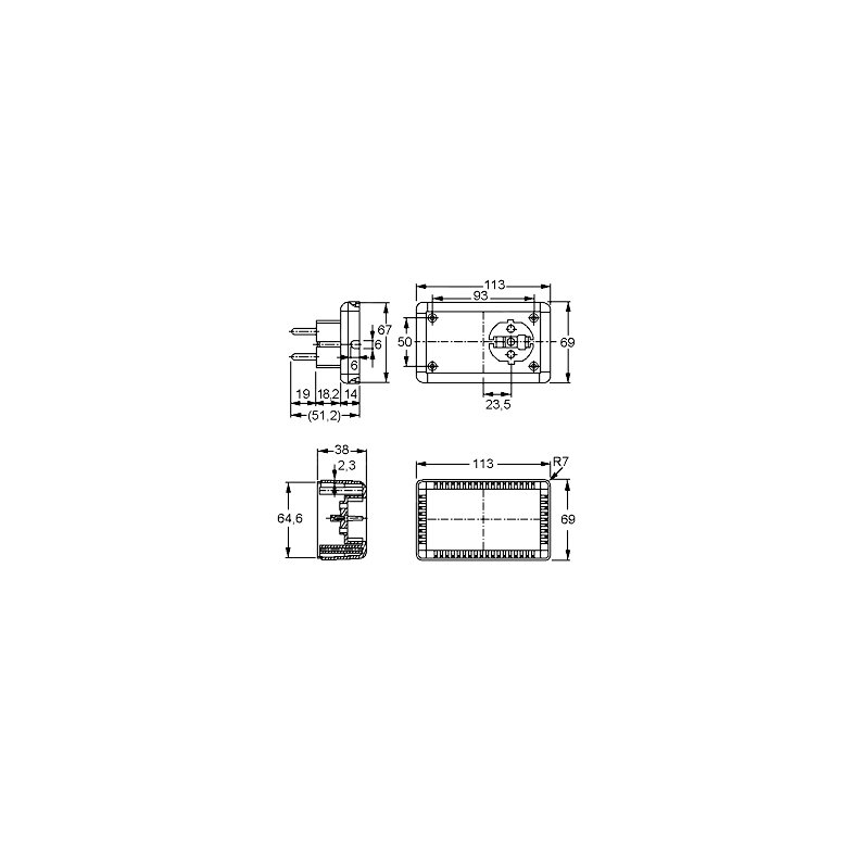 PLASTBOKS m. NETSTIK SORT 110x70x50mm