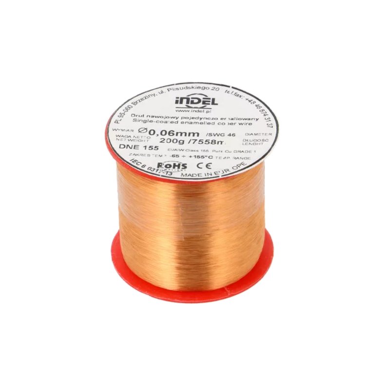 Lakeret kobbertr�d �=0.06mm 200g (7558m)