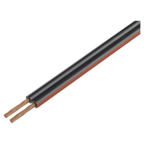Bl�d ledning 2x0.35mm� sort m. r�d markering ren kobber