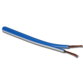 Bld ledning 2x0.14mm bl m. hvid markering pr. meter