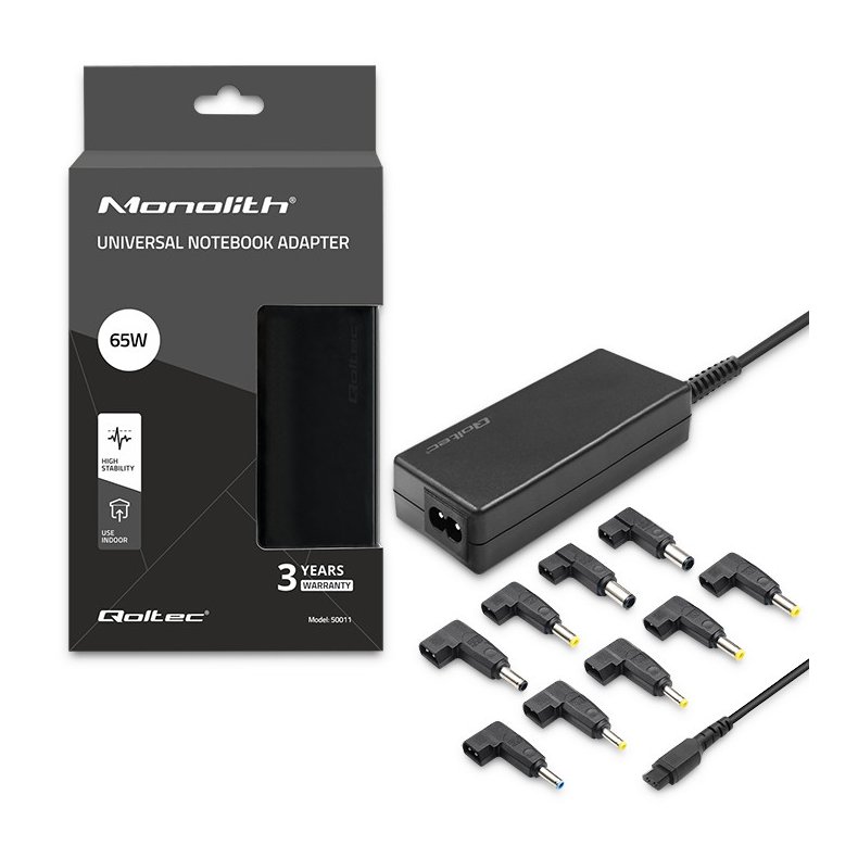 Switch-Mode desktop str�mforsyning 230Vac/18.5-20Vdc 65W (3.5A) 9 stik