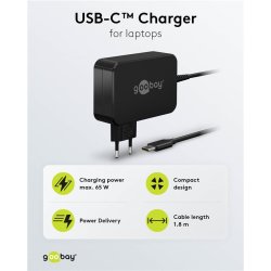 USB-C lader til laptop sort 65W