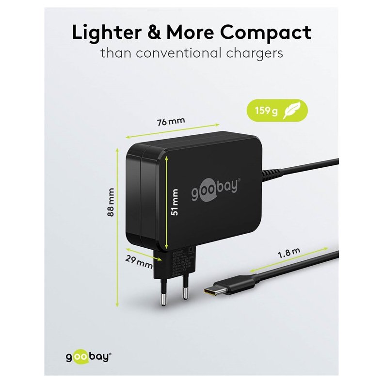 USB-C lader til laptop sort 65W