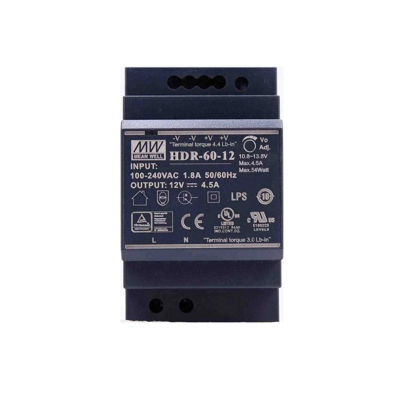Strmforsyning til DIN-skinne 12Vdc 4.5A