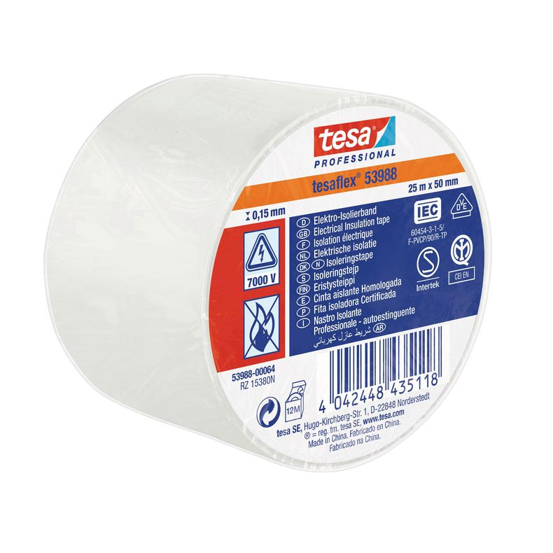 Isolertape bred model 25m x 50mm hvid Tesa 53988-00064-00