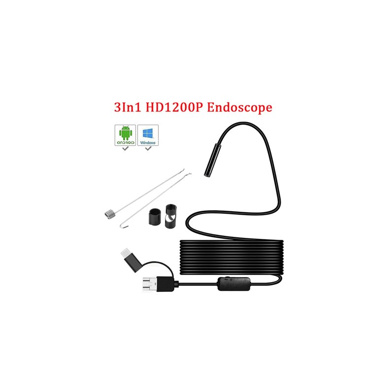 INSPEKTIONSKAMERA TIL MOBILTELEFON/PC ANDROID/WINDOWS USB-C MICRO-B ENDOSCOPE 3.5m