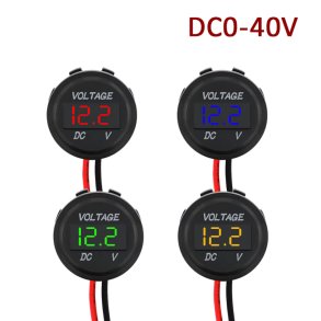 Voltmeter digitalt LED 0-40Vdc rd 36mm vandtt