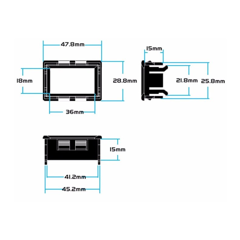 Digitalt volt- og amperemeter 100V/10A DC rd/bl