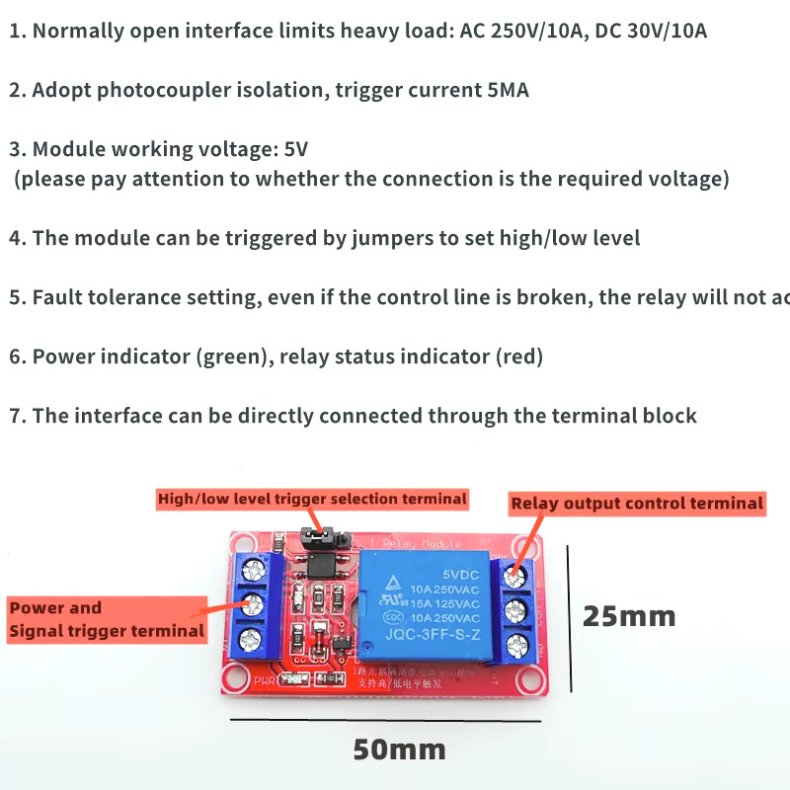 RELKORT MED OPTOKOBLER INDGANG 5VDC 1 KANAL 5V 250VAC/10A 30VDC/10A
