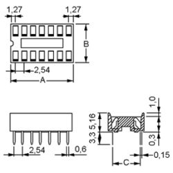 DILSOKKEL 20 PINS 7.62mm