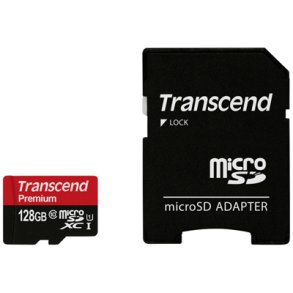MicroSDXC KORT m. ADAPTER 128GB CLASS 10 Transcend SDXC I 90MB/s