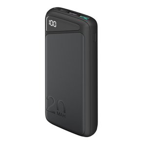 POWERBANK 20000mA SORT ALUMINIUM USB-C PD QC 3.0