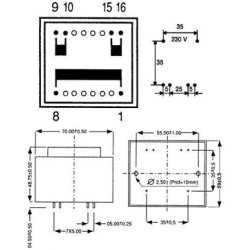 TRANSFORMATOR 2x9V/2X15VA(30VA)