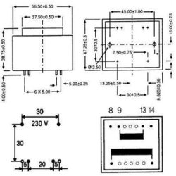 TRANSFORMATOR 2x9V/2X8VA(16VA)