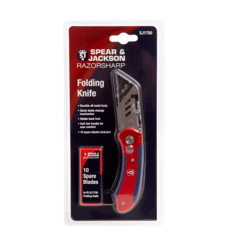 Spear and Jackson SJ1750 foldekniv med 10 blade - metalhus - softgrip