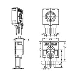 10mm Vertikal trimmer 2.5K Ohm