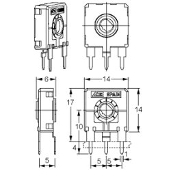 14mm Vertikal trimmer 2.5K Ohm