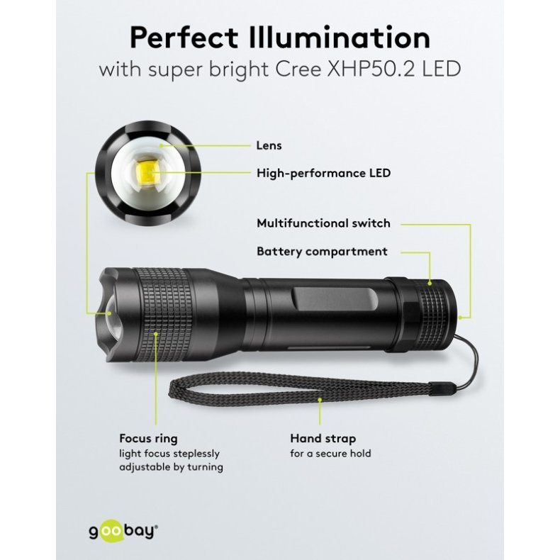 Led Lygte Super Bright 1500lm 6xAA