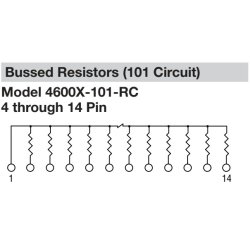 Modstandsnetvrk SIL 8P 7x10K