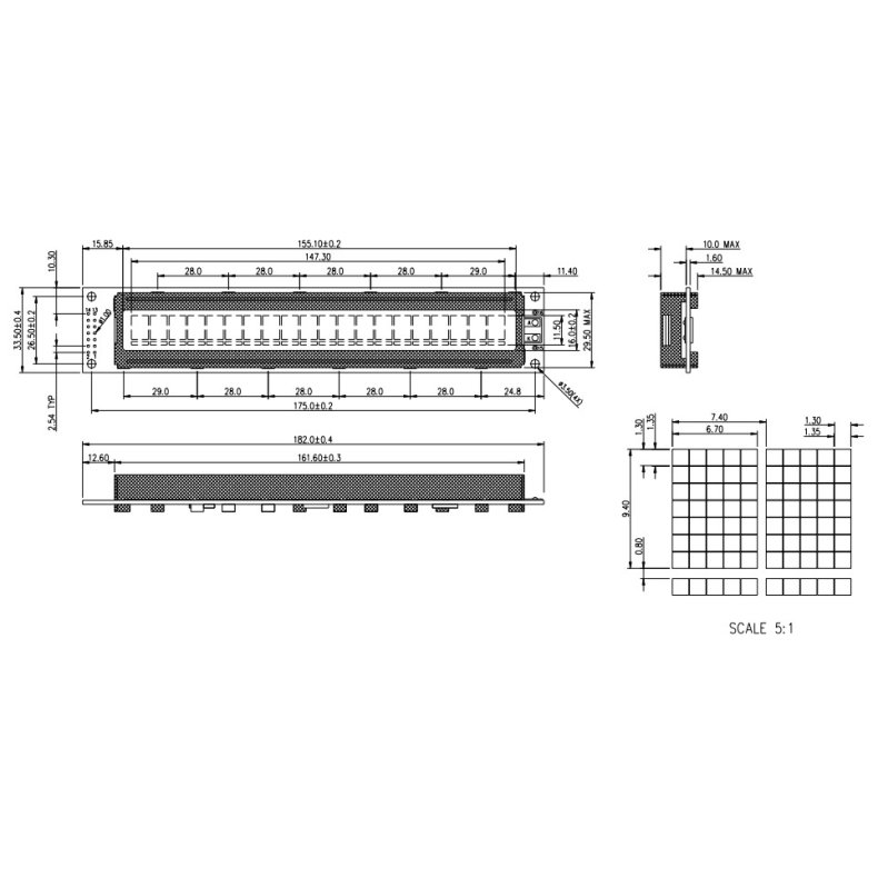 DEM20121 LCD Dot matix 20x1 Gul baglys