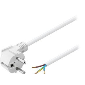 Netledning m. Schuko stik vinkel For montering 2.0m hvid