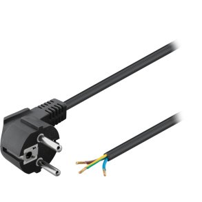 Netledning m. Schuko stik vinkel For montering 2.0m sort