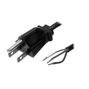 Netledning 110V USA stik m. Jord For montering 2.0m sort