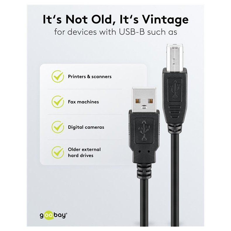 USB kabel A-B 2.0 1m