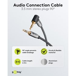 Jack kabel 3.5mm han/han 90� 2.0m stereo