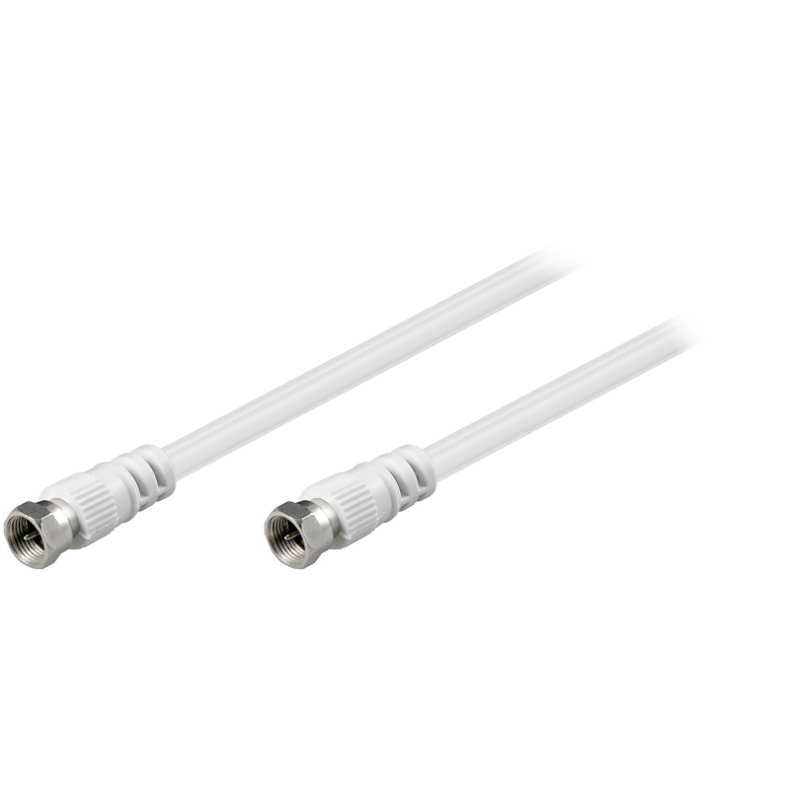 Coaxkabel med F-stik 2.5m hvid