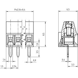 SKRUETERMINAL FOR PRINT 2PL. 2.54mm