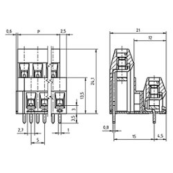 SKRUETERMINAL FOR PRINT 3PL DOBBELT 5mm