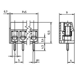 PRINTKLEMMUFFE 3PL. 250V/24A