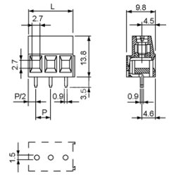 PRINTKLEMMUFFE 3PL. ELEVATOR 5.08mm/250V