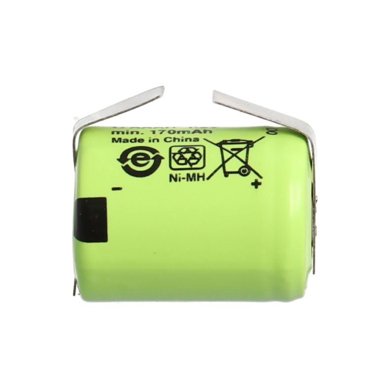 NiMh AKKU batteri 1.2V/170mAh �10 x H14.5mm 1/3AAA m. flige
