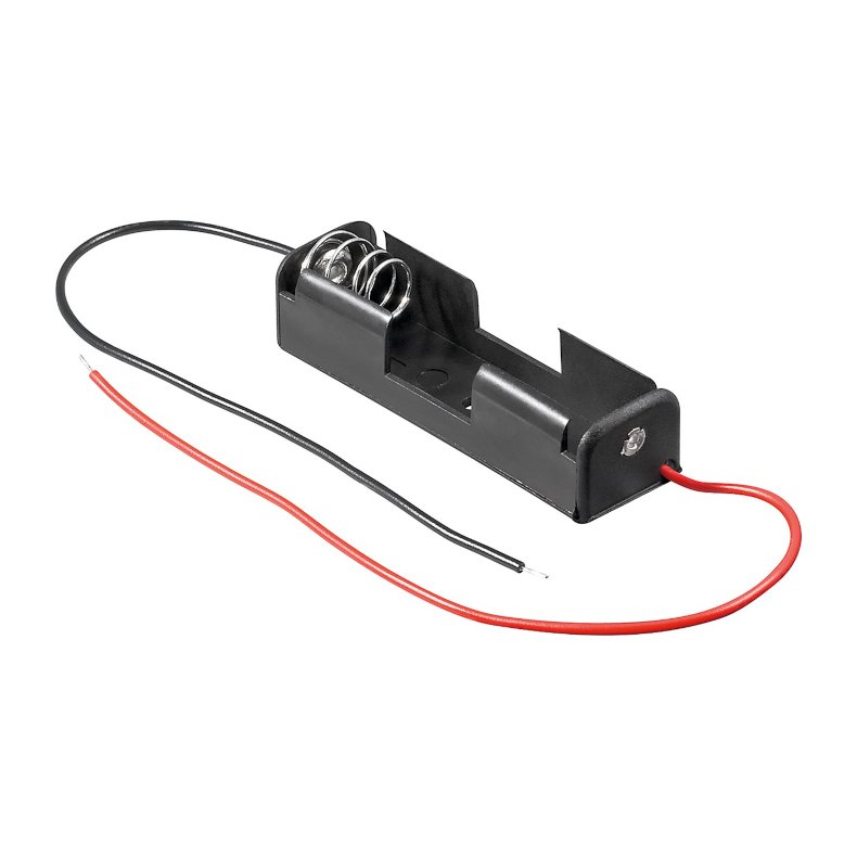 Battericontainer for 1xR6(AA) m. Ledning