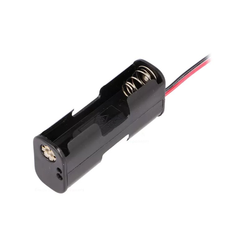 Battericontainer for 2xR6(AA) 50x14mm m. Ledning