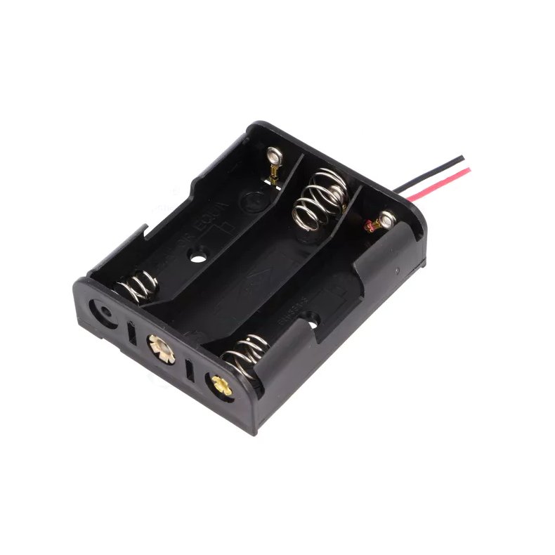 Battericontainer for 3xR6(AA) m. Ledninger