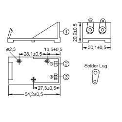 Battericontainer for 9V m. Loddeflige