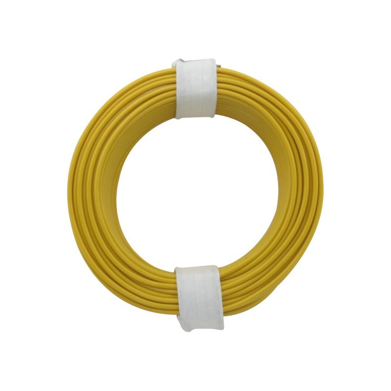 Monteringstrd stiv gul =0.5mm 10m enkelkoret