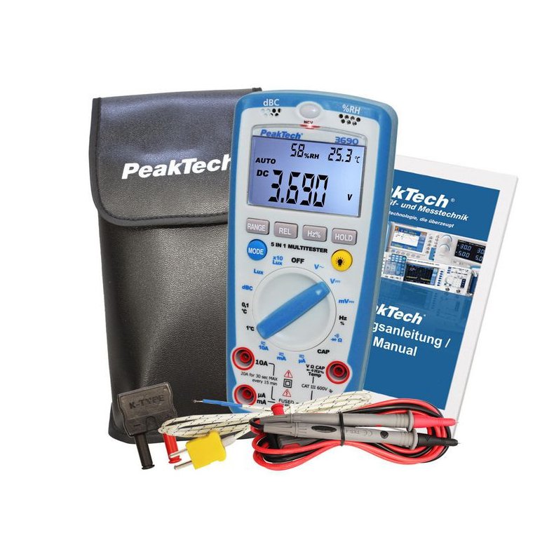 PeakTech DIGITAL MULTIMETER 5i1 Lyd/lys/temp/fugt/lufttemp.